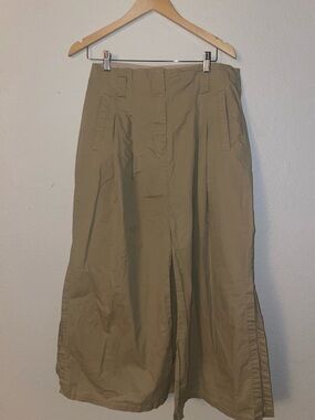 commense Classic A-Line Midi Skirt in Khaki